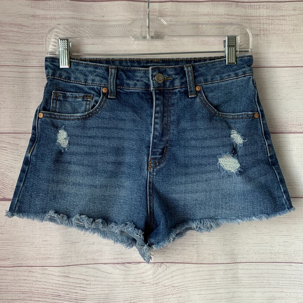 Sincerely Jules Denim Blue Jean Cutoff Shorts Distressed Medium Wash Size 7/28